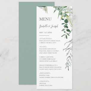 Succulent Greenerity Sage Green Wedding Dinner Men Menükarte