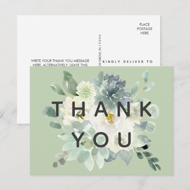 Succulent Greenerity Vielen Dank Postkarte (Vorne/Hinten)