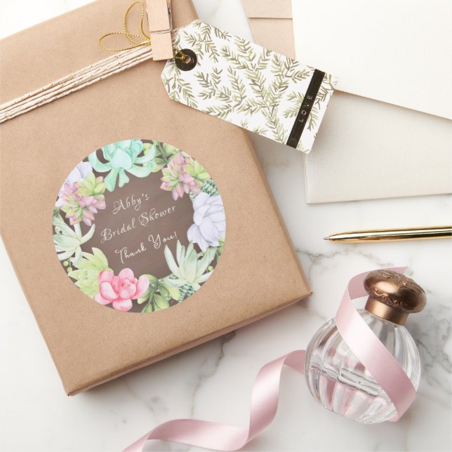 Succulent Greenerity Wreath Brautparty Runder Aufkleber (Schenken)