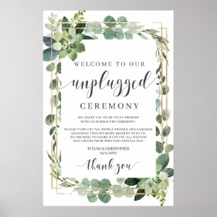 Succulent Greenery Folaige Gold, nicht gestopft Poster