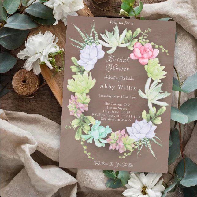 Succulent Greenery Wreath Bridal Shower  Einladung (Von Creator hochgeladen)