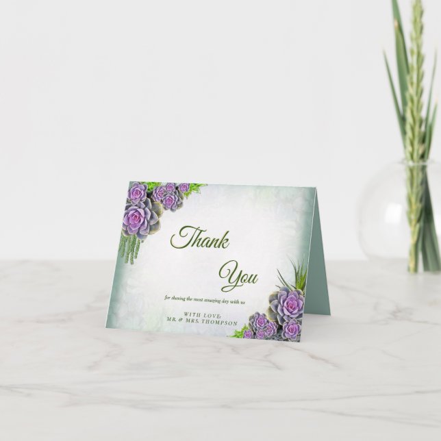 Succulent Hues of Sea Green, Violet Vielen Dank Dankeskarte (Vorderseite)