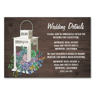 Succulent Lantern Wedding Reception Insert Cards Tischnummer