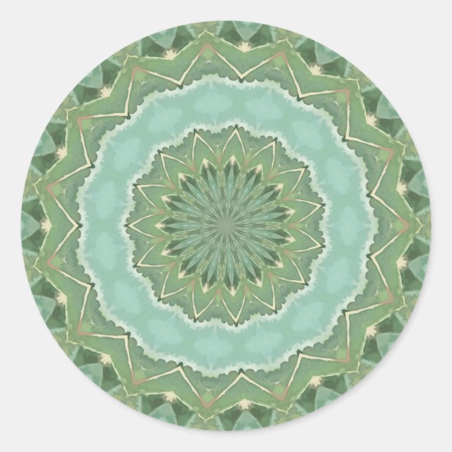 Succulent Mandala Runder Aufkleber (Vorderseite)