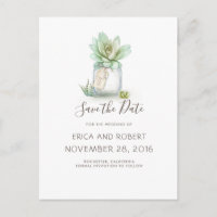 Succulent Mason Jar Rustikal Save the Date
