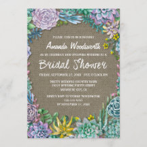 Succulent Rustic Burlap Bridal Dusche Einladungen