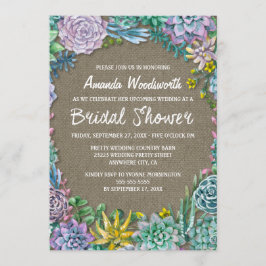 Succulent Rustic Burlap Bridal Dusche Einladungen