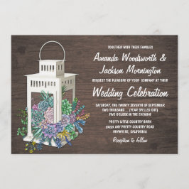 Succulent Rustique Lanterne de bois Invitations de