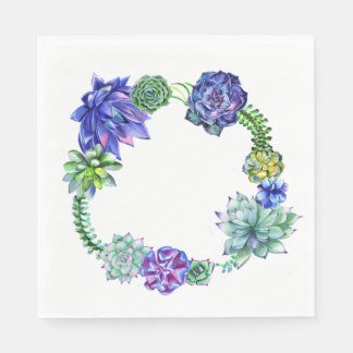 Succulent Wreath Napkin Serviette
