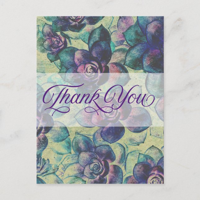 #Succulente Pflanze Vielen Dank in Puristen und Gr Postkarte (Vorderseite)