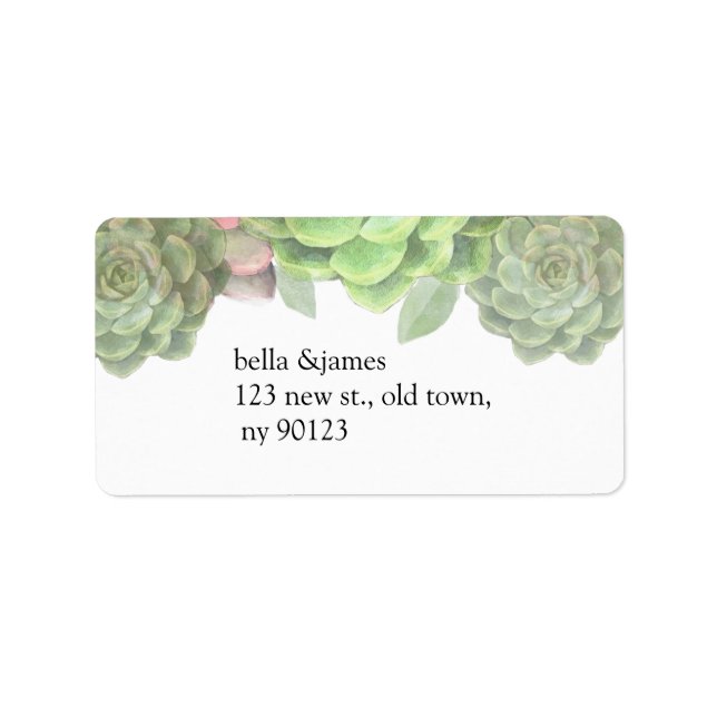 Succulente Wedding Address Labels Adressaufkleber (Vorne)
