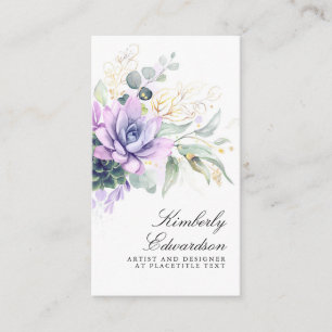 Succulents and Gold Greenery Elegant Boho Foliage Visitenkarte