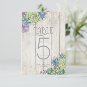 Succulents and Rustic Wood Tischnummern ID515