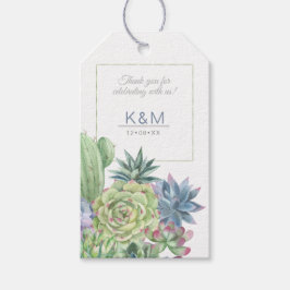 Succulents and Sparkle Wedding Blue ID515 Geschenkanhänger