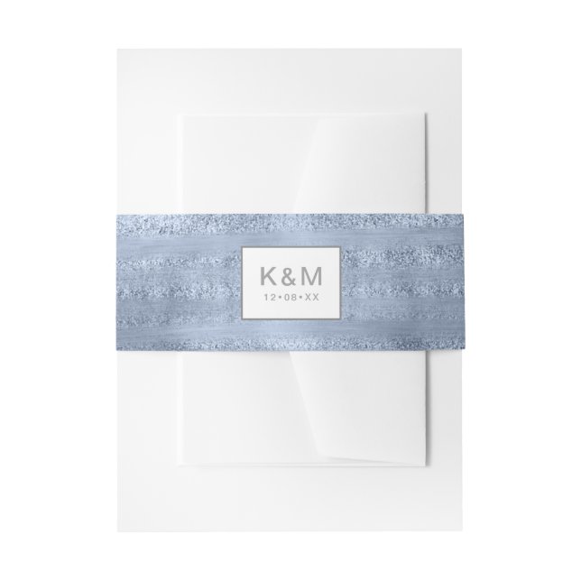 Succulents and Sparkle Wedding Dusty Blue ID515 Einladungsbanderole (Vorderseite Beispiel)