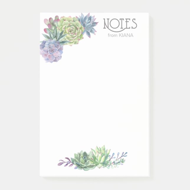 Succulents and Sparkle Wedding ID515 Post-it Klebezettel (Vorderseite)