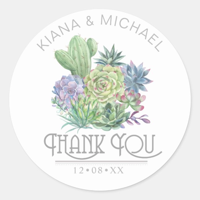 Succulents and Sparkle Wedding ID515 Runder Aufkleber (Vorderseite)