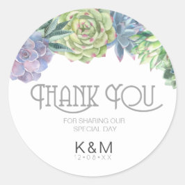 Succulents and Sparkle Wedding Vielen Dank ID515 Runder Aufkleber