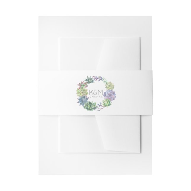 Succulents and Sparkle Wedding Wreath ID515 Einladungsbanderole (Vorderseite Beispiel)