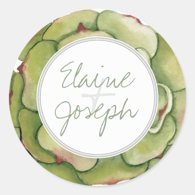 Succulents autocollants de mariage rustique (Devant)