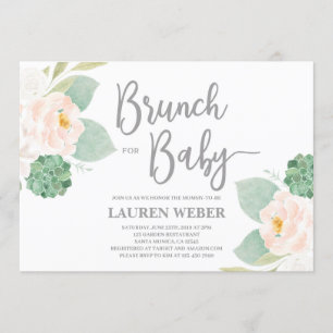 Succulents baby shower brunch fille Invitation