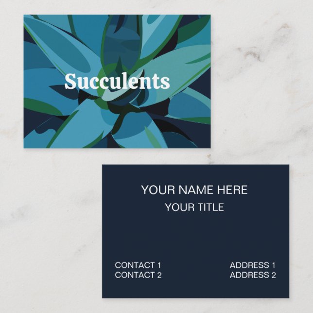 Succulents Blue Agave Cactus succulents Visitenkarte (Vorne/Hinten)