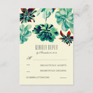 Succulents Bouquet Mariage Turquoise Cartes RSVP