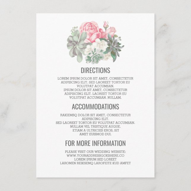 Succulents Bouquet Wedding Details - Informationen Begleitkarte (Vorderseite)