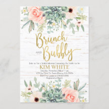 Succulents Brautparty Brunch Einladung