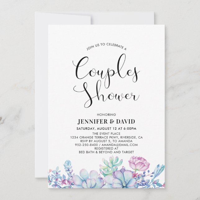 Succulents Couples Invitation Wedding shower (Devant)