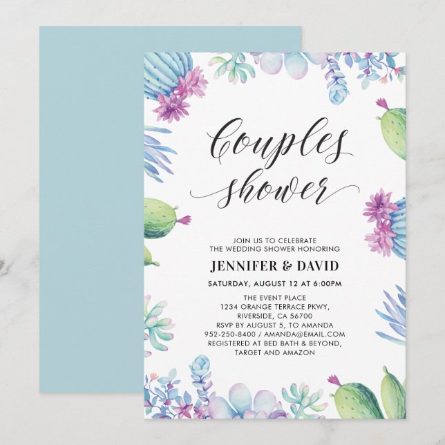 Succulents Couples Polterabend Einladung (Vorne/Hinten)