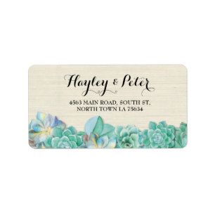 Succulents Cream Elegante Stripe Address Labels Adressaufkleber