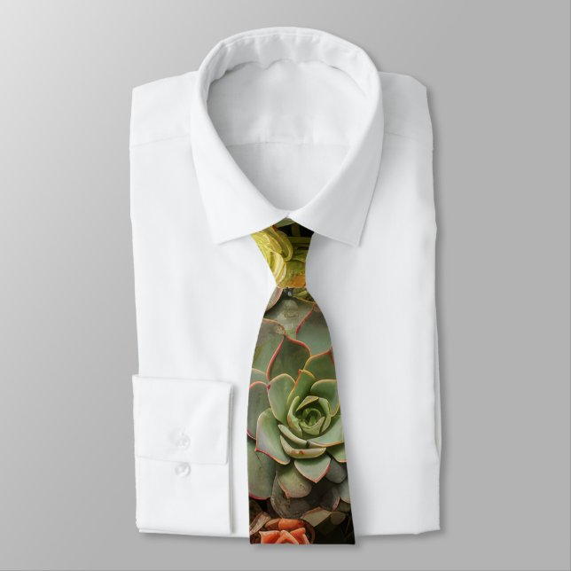 Succulents Desert Blume Neck Tie Krawatte (Gebunden)
