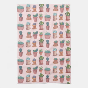 Succulents doux cactus aquarelle serviette de cuis