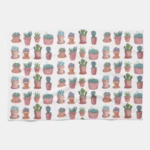 Succulents doux cactus aquarelle serviette de cuis
