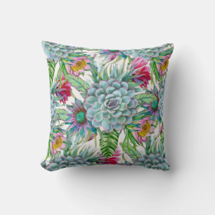 Succulents Echeveria Cactus Blume Pattern Kissen