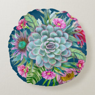 Succulents Echeveria Cactus Blume Pattern Rundes Kissen