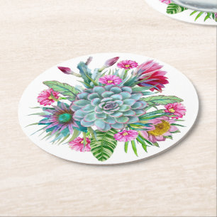 Succulents Echeveria Cactus Blume Runder Pappuntersetzer