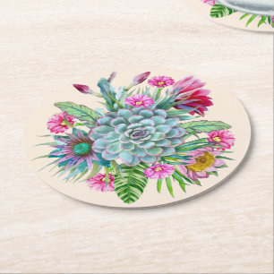 Succulents Echeveria Cactus Blume Runder Pappuntersetzer
