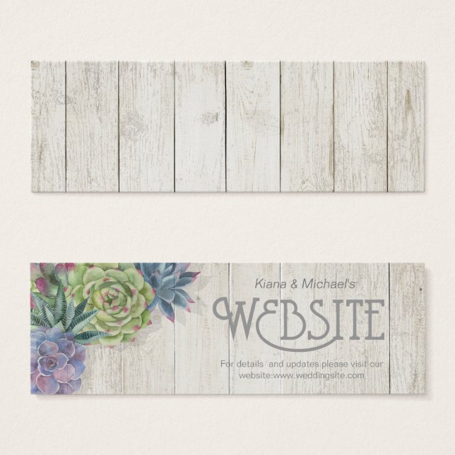 Succulents et site Web en bois rustique Insérer ID (Devant & derrière)
