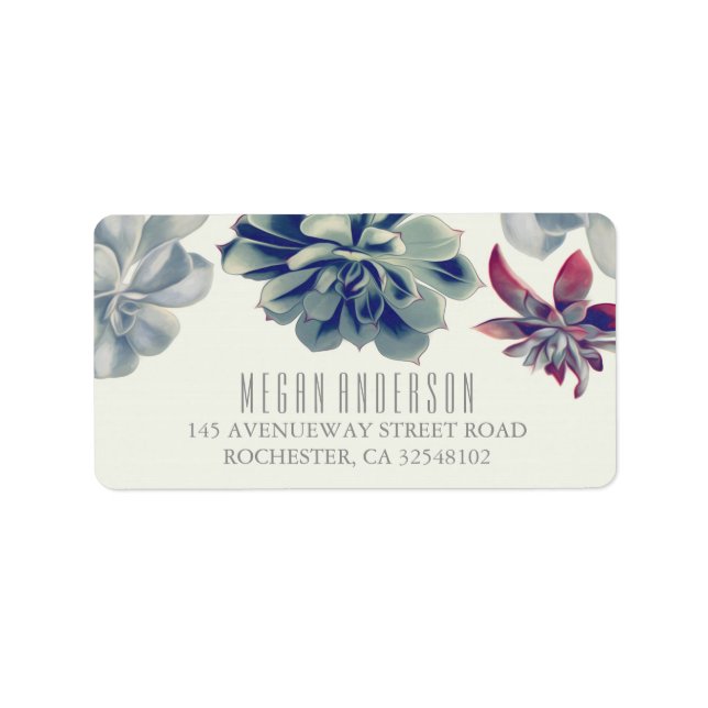 Succulents Floral Elegante Hochzeit Adressaufkleber (Vorne)
