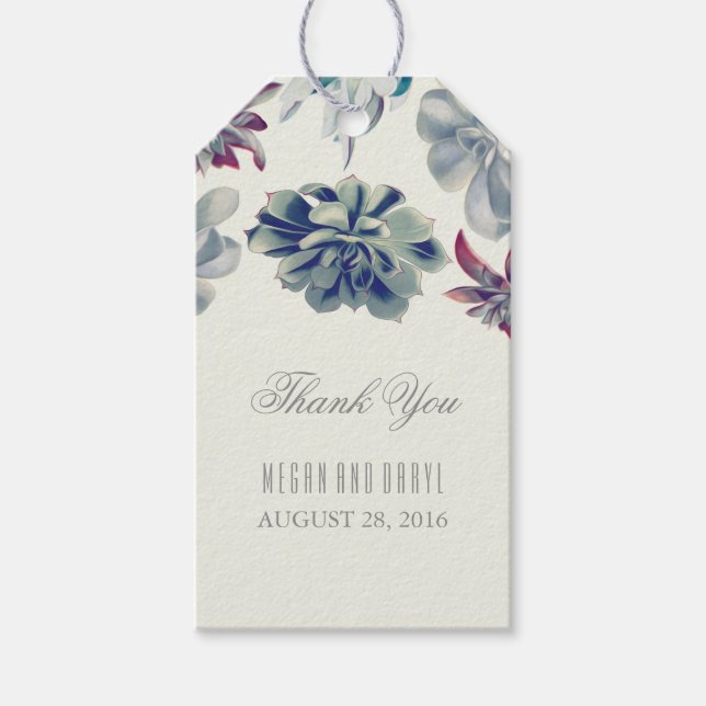 Succulents floral Wedding Geschenkanhänger (Vorderseite)