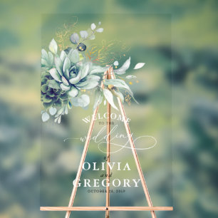 Succulents Gold Feuille Mariage de verdure Bienven