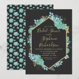 Succulents Gold Frame Bridal Dusche Einladung