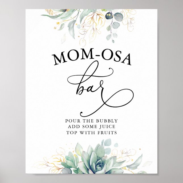 Succulents Gold Green Mama-osa Bar Sign Poster (Vorne)