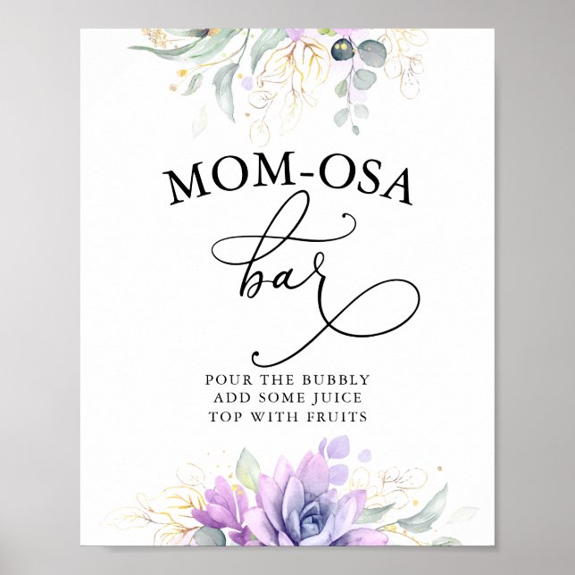 Succulents Gold Green Mama-osa Bar Sign Poster (Vorne)