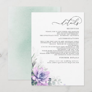 Succulents Greenerge Gold Blätter Hochzeitsszenier Begleitkarte
