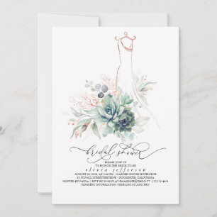 Succulents Greenerity Wedding Dress Brautparty in Einladung