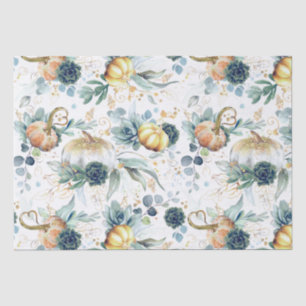 Succulents Greenery and Gold Pumpkins Fall Party Seidenpapier