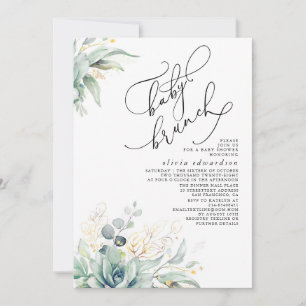 Succulents Greenery Brunch Kinderdusche Einladung